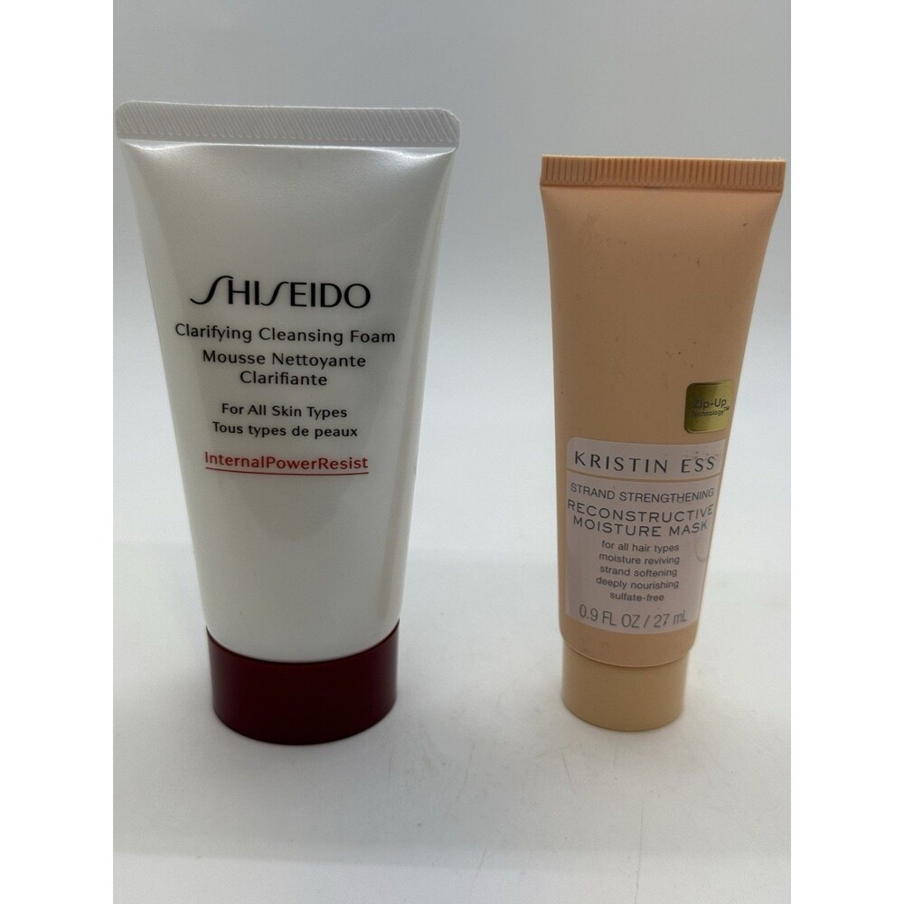 SHISEIDO Clarifying Cleansing Foam Cleanser 1.8FLOZ & Kristin Ess Mask 0.9 FLOz
